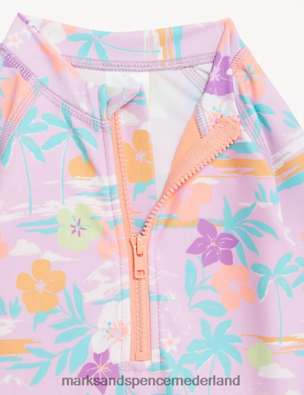 Marks & Spencer Baby 2-delige tropische zwempak- en hoedenset met korte pijpen roze mix kleding N8VZP7763