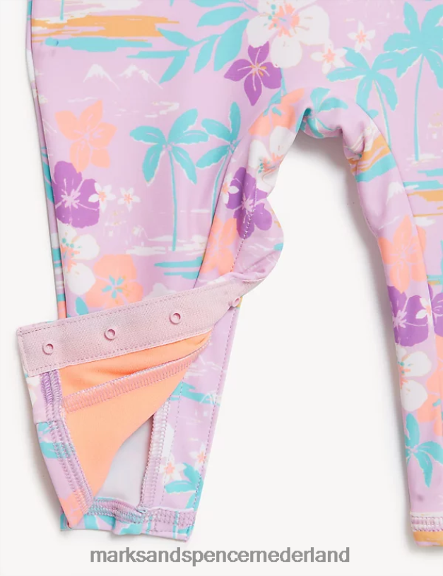Marks & Spencer Baby 2-delige tropische zwempak- en hoedenset met korte pijpen roze mix kleding N8VZP7763