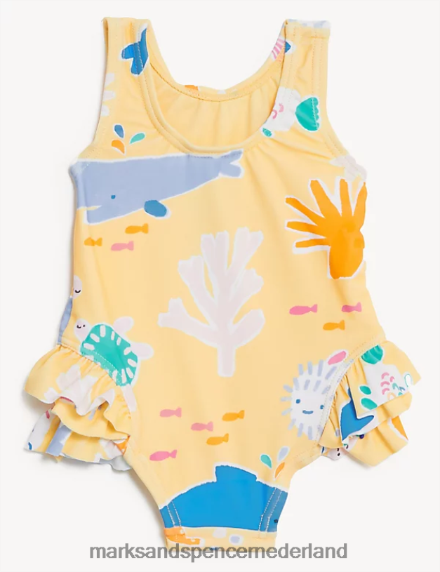 Marks & Spencer Baby Badpak met zeelevenprint geel mengsel kleding N8VZP7710