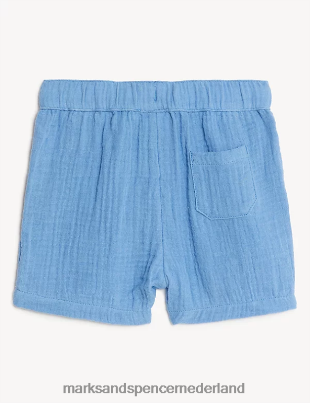 Marks & Spencer Baby korte broek van zuiver katoen blauw mengsel kleding N8VZP7567