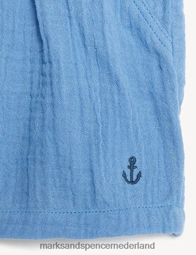Marks & Spencer Baby korte broek van zuiver katoen blauw mengsel kleding N8VZP7567