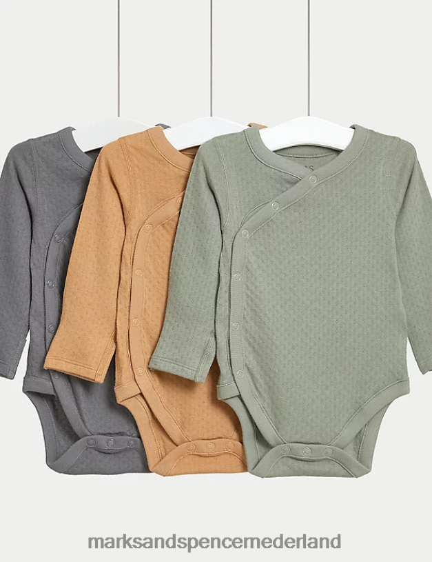 Marks & Spencer Baby 3 stuks puur katoenen bodysuits multi kleding N8VZP7440