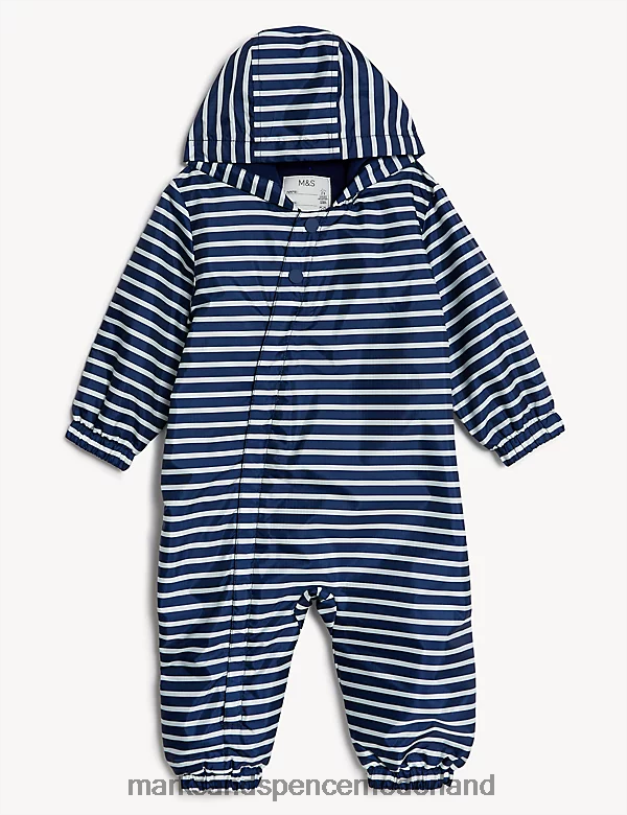 Marks & Spencer Baby gestreept plaspak met capuchon marine mix kleding N8VZP7418