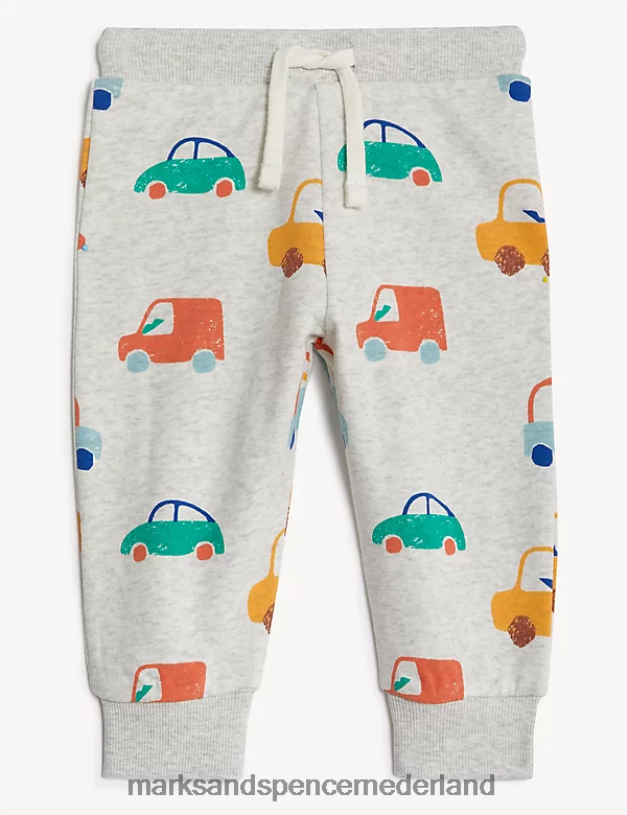 Marks & Spencer Baby katoenrijke auto-joggingbroek grijze mergel kleding N8VZP7378