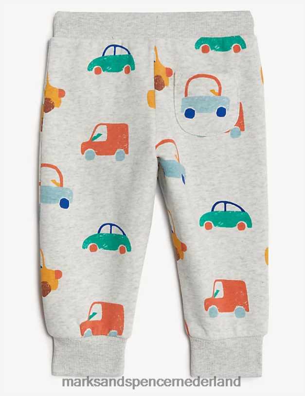 Marks & Spencer Baby katoenrijke auto-joggingbroek grijze mergel kleding N8VZP7378