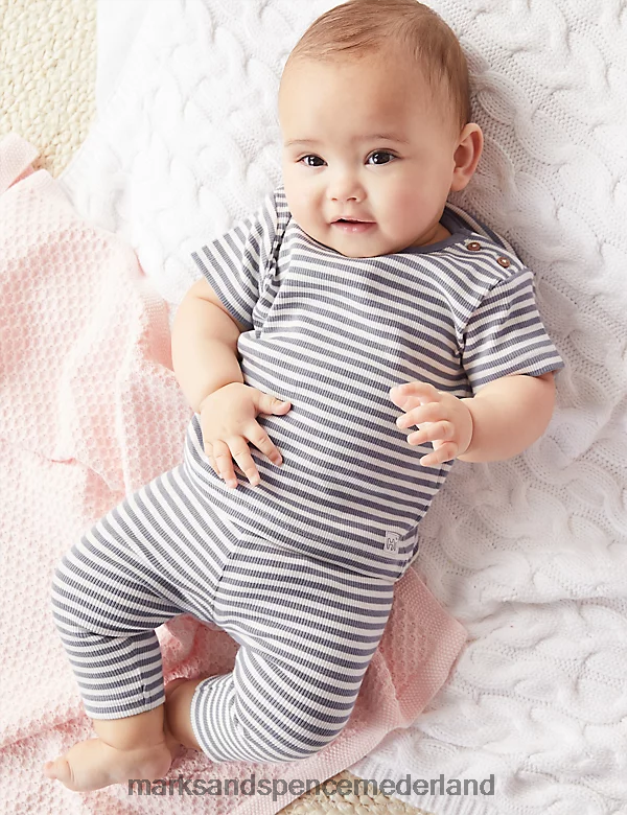 Marks & Spencer Baby katoenrijke gestreepte geribbelde legging multi kleding N8VZP7513