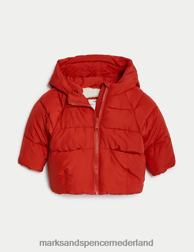 Marks & Spencer Baby gewatteerde jas met capuchon rood kleding N8VZP7423