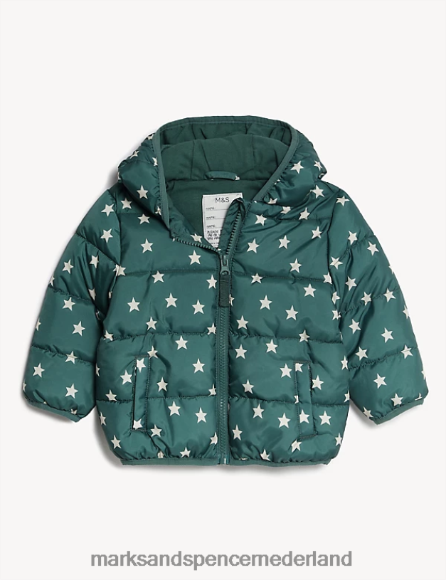 Marks & Spencer Baby jas met sterrenprint groene mix kleding N8VZP7345