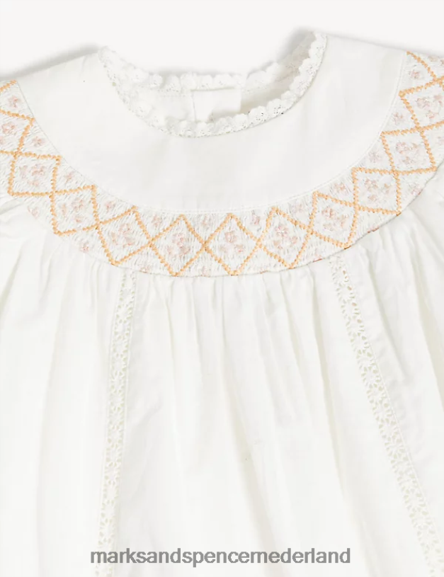 Marks & Spencer Baby geborduurde doopjurk van puur katoen ivoor kleding N8VZP7672