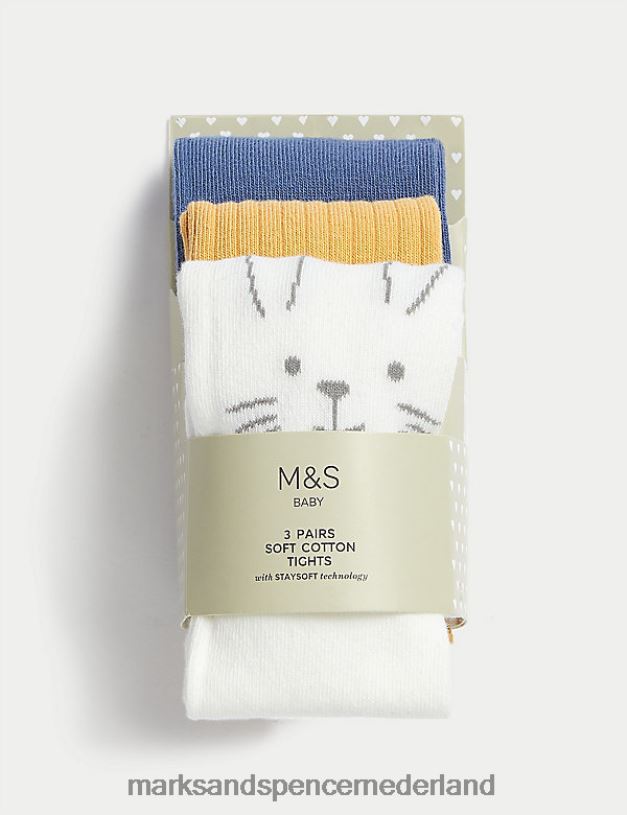 Marks & Spencer Baby 3 stuks katoenrijke panty's multi kleding N8VZP8980