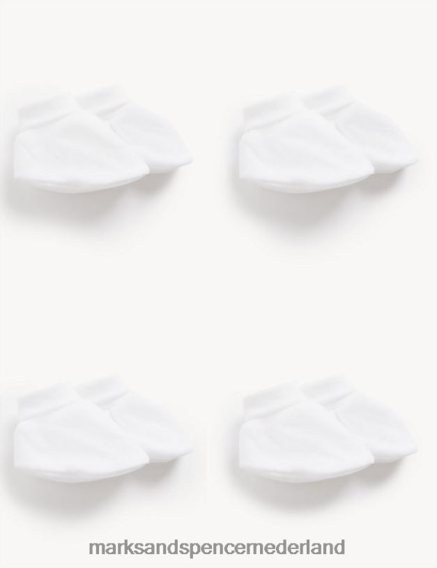 Marks & Spencer Baby 4 stuks puur katoenen laarsjes wit kleding N8VZP7358