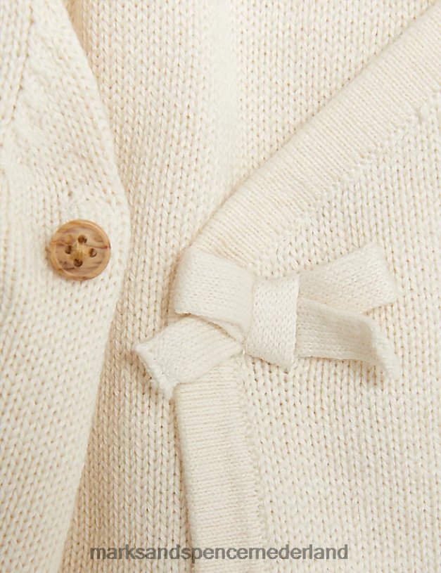 Marks & Spencer Baby 2-delige gebreide berenoutfit van puur katoen witte mix kleding N8VZP7237