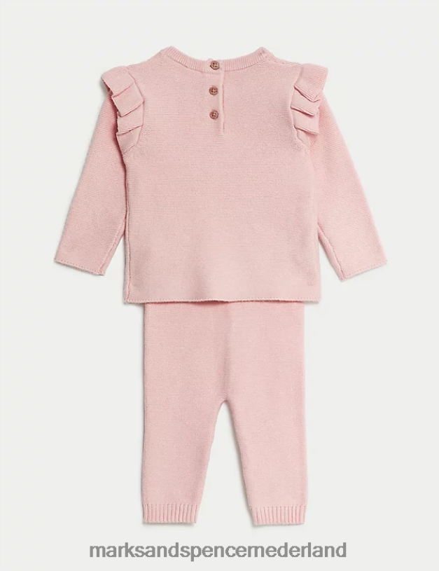 Marks & Spencer Baby 2-delige gebreide konijnenoutfit lichtroze kleding N8VZP7654