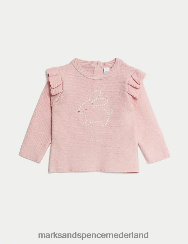 Marks & Spencer Baby 2-delige gebreide konijnenoutfit lichtroze kleding N8VZP7654