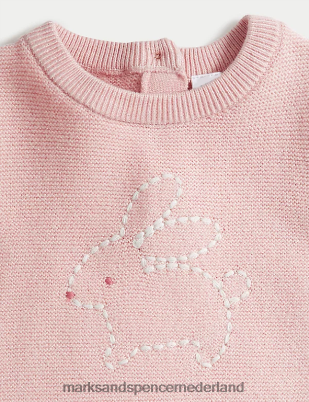Marks & Spencer Baby 2-delige gebreide konijnenoutfit lichtroze kleding N8VZP7654