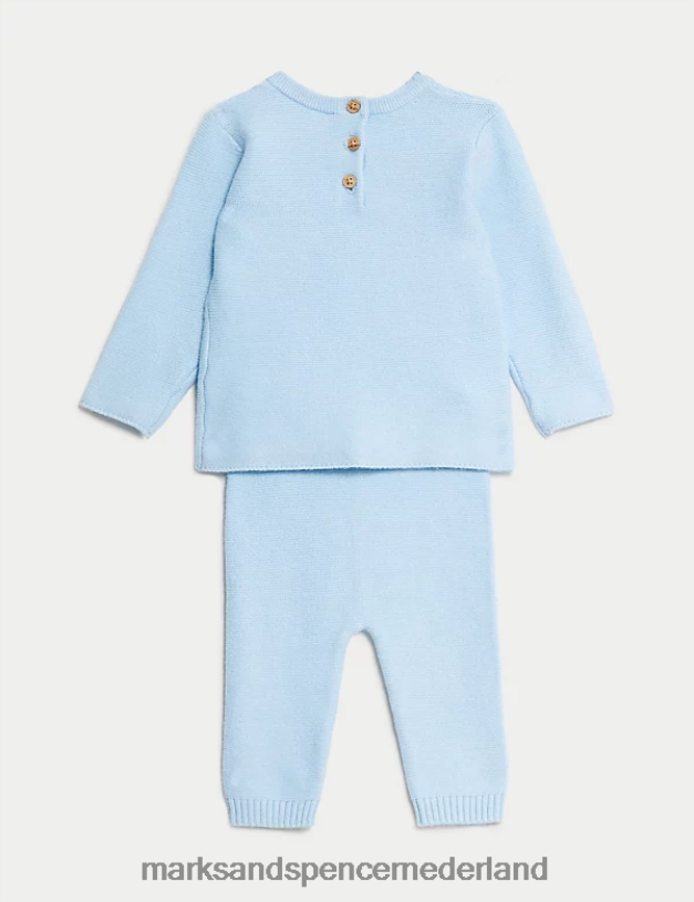 Marks & Spencer Baby 2-delige gebreide walvisoutfit ijsblauw kleding N8VZP7281