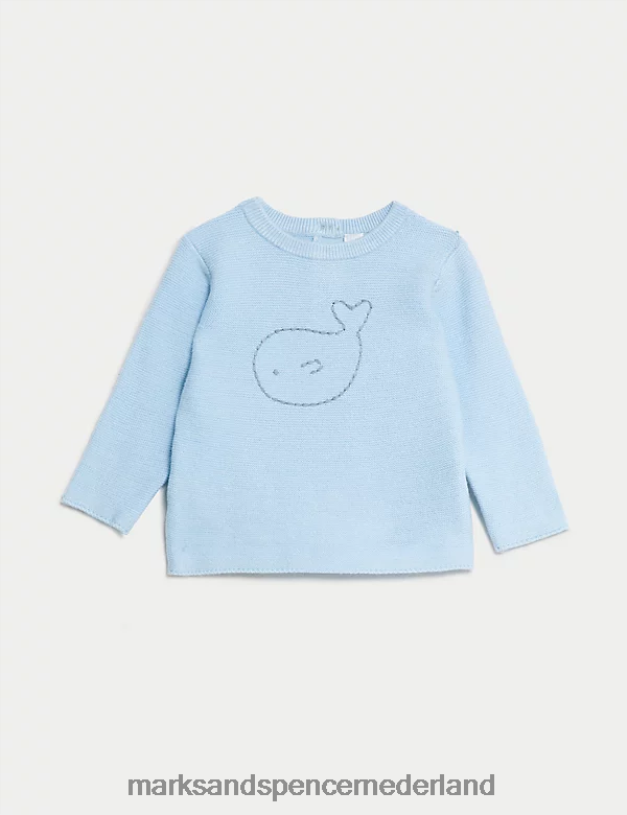 Marks & Spencer Baby 2-delige gebreide walvisoutfit ijsblauw kleding N8VZP7281
