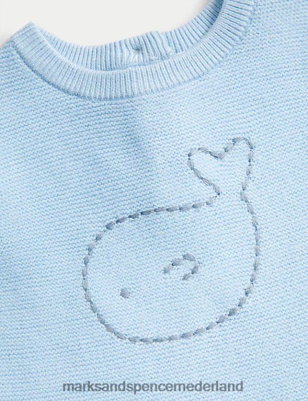 Marks & Spencer Baby 2-delige gebreide walvisoutfit ijsblauw kleding N8VZP7281
