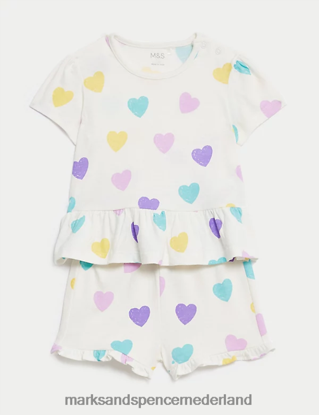 Marks & Spencer Baby 2-delige hartoutfit van puur katoen multi kleding N8VZP7617