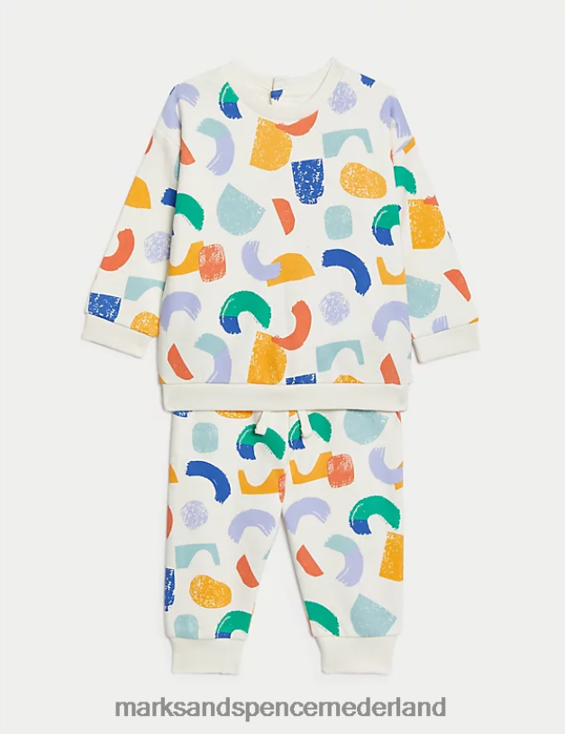 Marks & Spencer Baby 2-delige katoenrijke abstracte outfit multi kleding N8VZP7311
