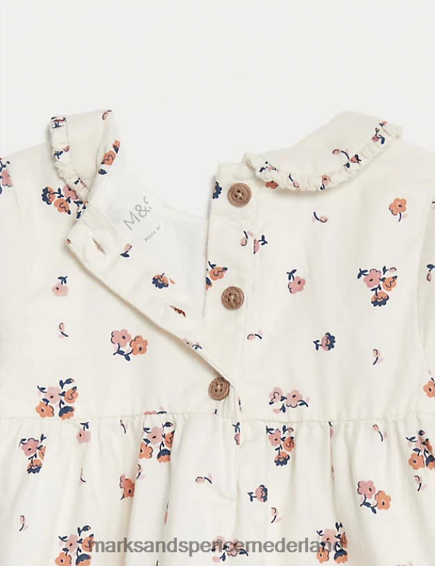 Marks & Spencer Baby 2-delige katoenrijke bloemenoutfit roze mix kleding N8VZP7618