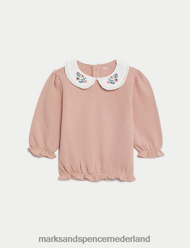 Marks & Spencer Baby 2-delige katoenrijke bloemenoutfit roze mix kleding N8VZP7624