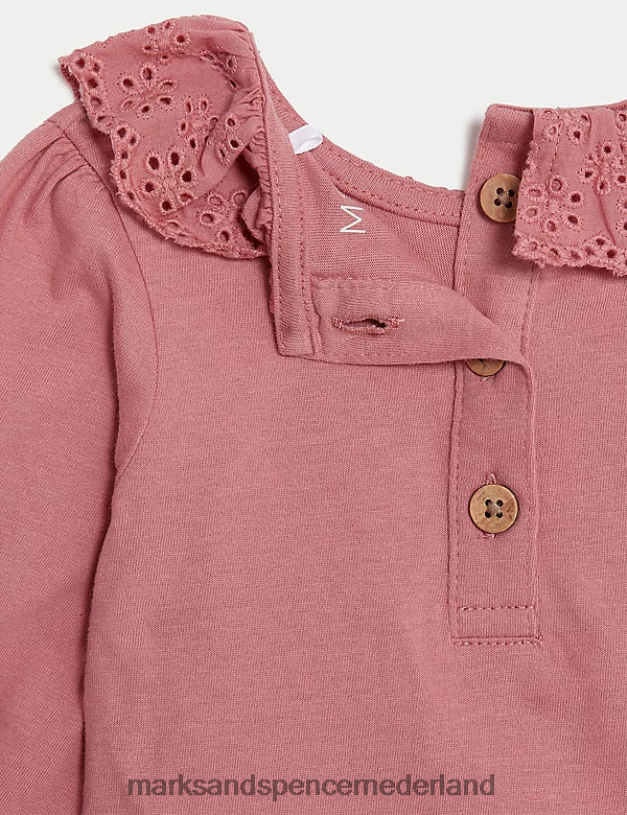 Marks & Spencer Baby 2-delige katoenrijke bloemenoutfit roze mix kleding N8VZP7655