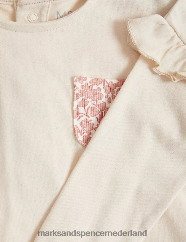 Marks & Spencer Baby 2-delige katoenrijke bloemenoutfit roze mix kleding N8VZP7658