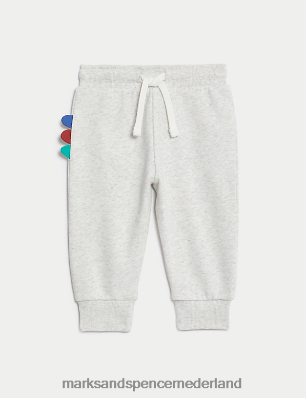 Marks & Spencer Baby 2-delige katoenrijke dinosaurusoutfit grijze mergel kleding N8VZP7274