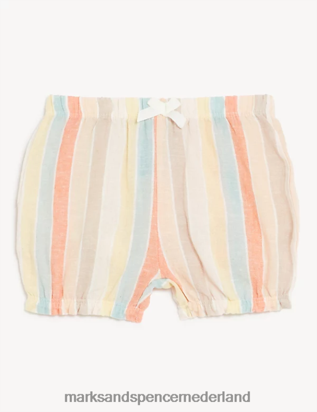 Marks & Spencer Baby 2-delige katoenrijke, gebloemde gestreepte outfit crème mix kleding N8VZP7695