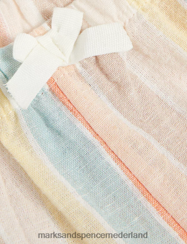 Marks & Spencer Baby 2-delige katoenrijke, gebloemde gestreepte outfit crème mix kleding N8VZP7695