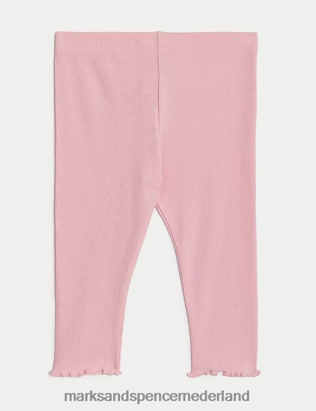 Marks & Spencer Baby 2-delige katoenrijke geribbelde top- en onderkant-outfit roze kleding N8VZP7863