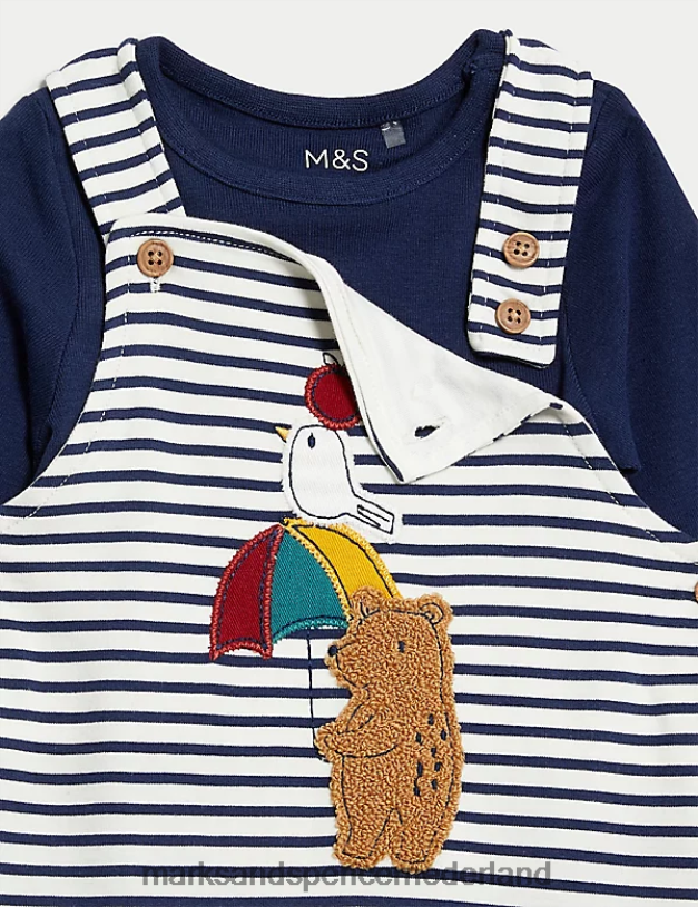 Marks & Spencer Baby 2-delige katoenrijke gestreepte outfit multi kleding N8VZP7236