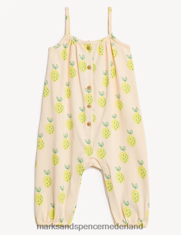 Marks & Spencer Baby 2-delige katoenrijke outfit met citroenprint lichte perzik kleding N8VZP7766