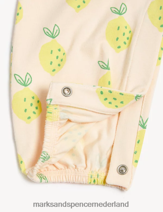 Marks & Spencer Baby 2-delige katoenrijke outfit met citroenprint lichte perzik kleding N8VZP7766