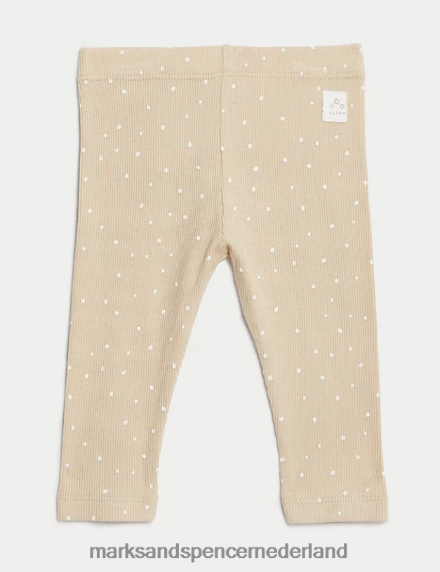 Marks & Spencer Baby 2-delige katoenrijke outfit met stippen donkere amandel kleding N8VZP7335