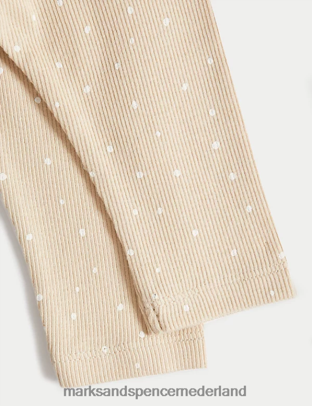 Marks & Spencer Baby 2-delige katoenrijke outfit met stippen donkere amandel kleding N8VZP7335