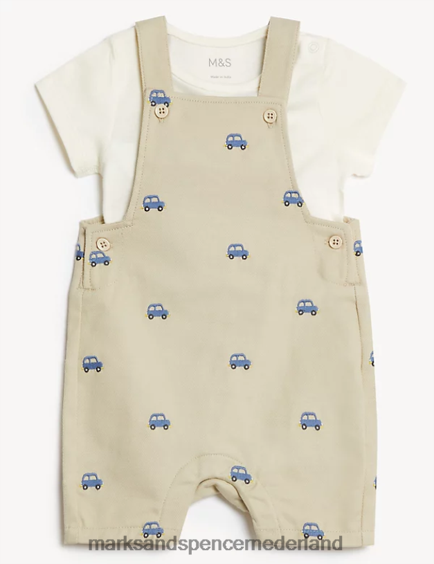 Marks & Spencer Baby 2-delige katoenrijke transportoutfit steen kleding N8VZP7576