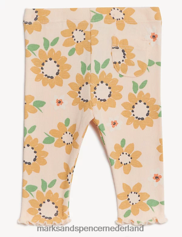 Marks & Spencer Baby 2-delige katoenrijke zonnebloemoutfit perzik mix kleding N8VZP7699
