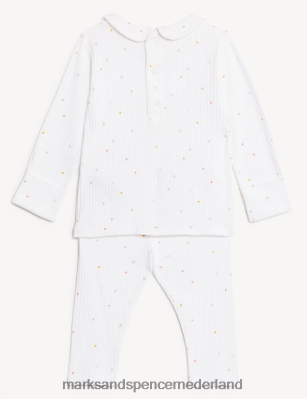 Marks & Spencer Baby 2-delige kraagoutfit van puur katoen ivoor mix kleding N8VZP7439