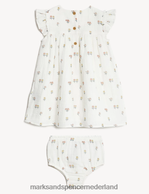 Marks & Spencer Baby 2-delige outfit met bloemenprint van puur katoen crème mix kleding N8VZP7730
