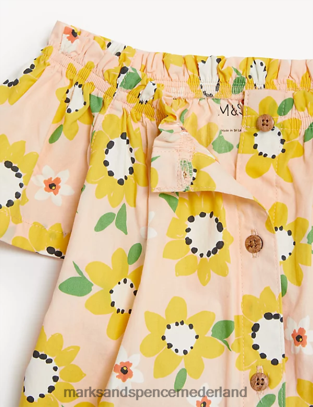 Marks & Spencer Baby 2-delige outfit met bloemenprint van puur katoen perzik kleding N8VZP7754