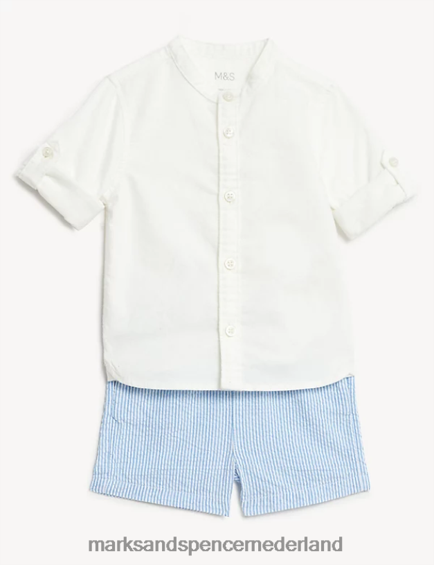 Marks & Spencer Baby 2-delige outfit van puur katoen blauw mengsel kleding N8VZP7569