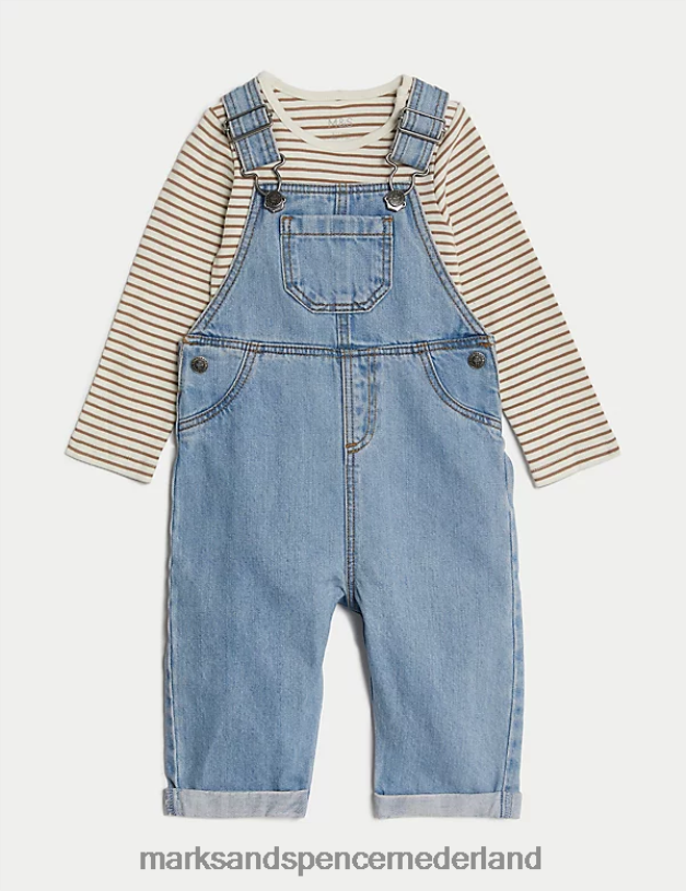 Marks & Spencer Baby 2-delige outfit van puur katoen lichte denim kleding N8VZP7238