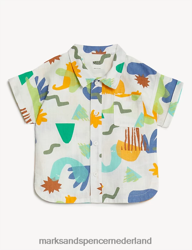 Marks & Spencer Baby 2-delige outfit van puur katoen met abstracte print denimmix kleding N8VZP7396