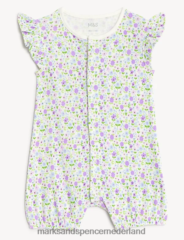 Marks & Spencer Baby 2 stuks puur katoenen rompertjes met bloemenmotief lila mix kleding N8VZP7748