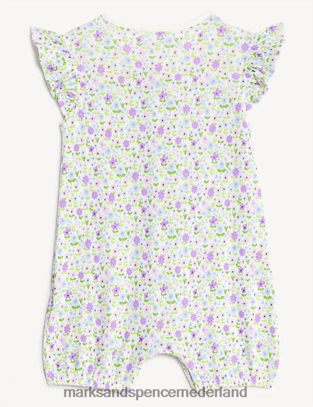 Marks & Spencer Baby 2 stuks puur katoenen rompertjes met bloemenmotief lila mix kleding N8VZP7748