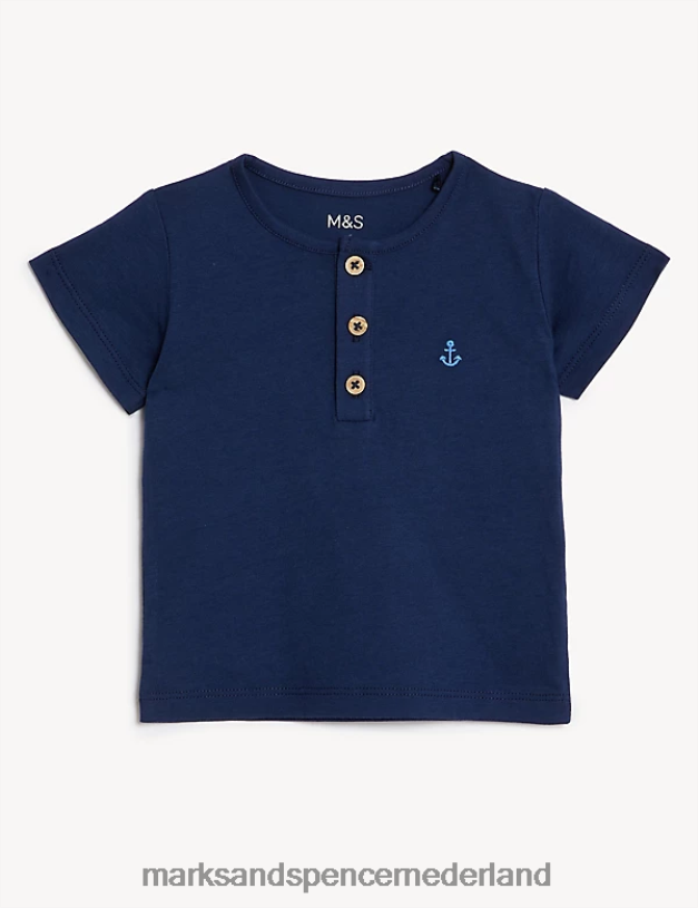 Marks & Spencer Baby katoenen marineblauwe t-shirtoutfit marine mix kleding N8VZP7299