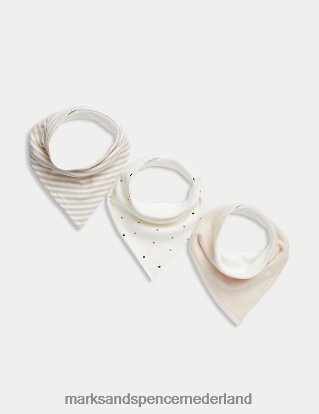 Marks & Spencer Baby 3 stuks puur katoenen slabbetjes calico mix kleding N8VZP7787