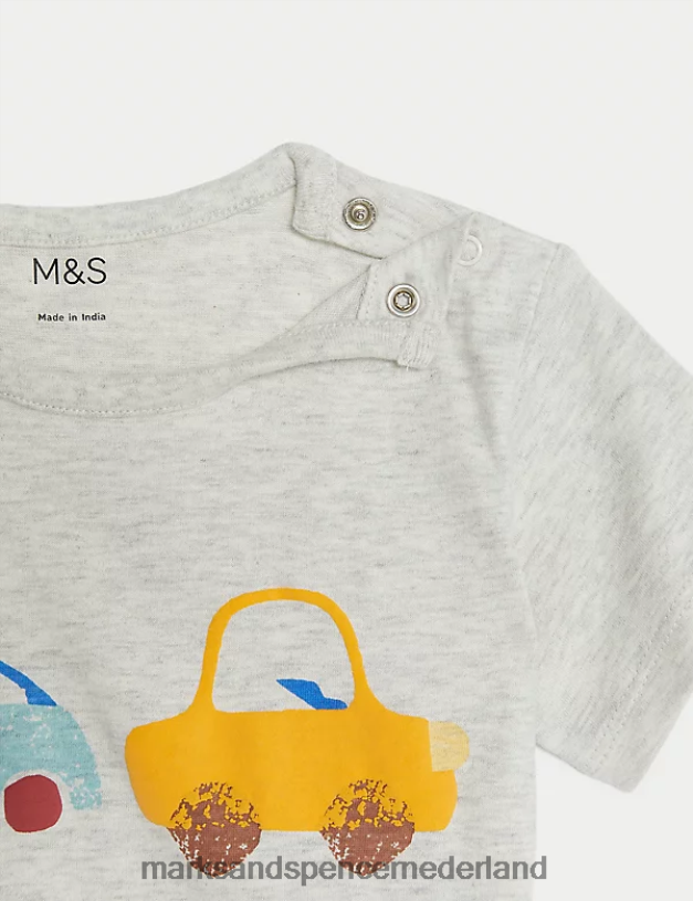 Marks & Spencer Baby T-shirt van puur katoen met autoprint grijze mergel kleding N8VZP7230